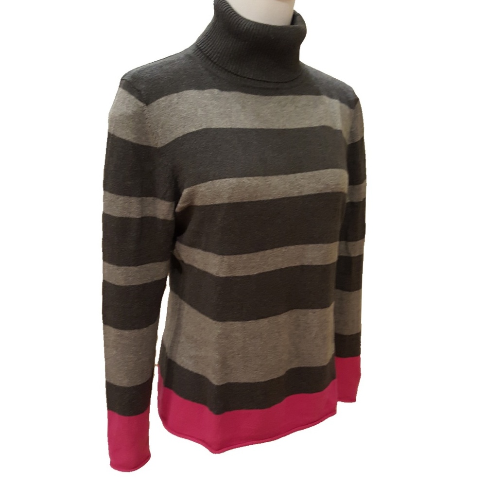 JC Penney Striped Cashmere Blend Turtleneck PM EUC